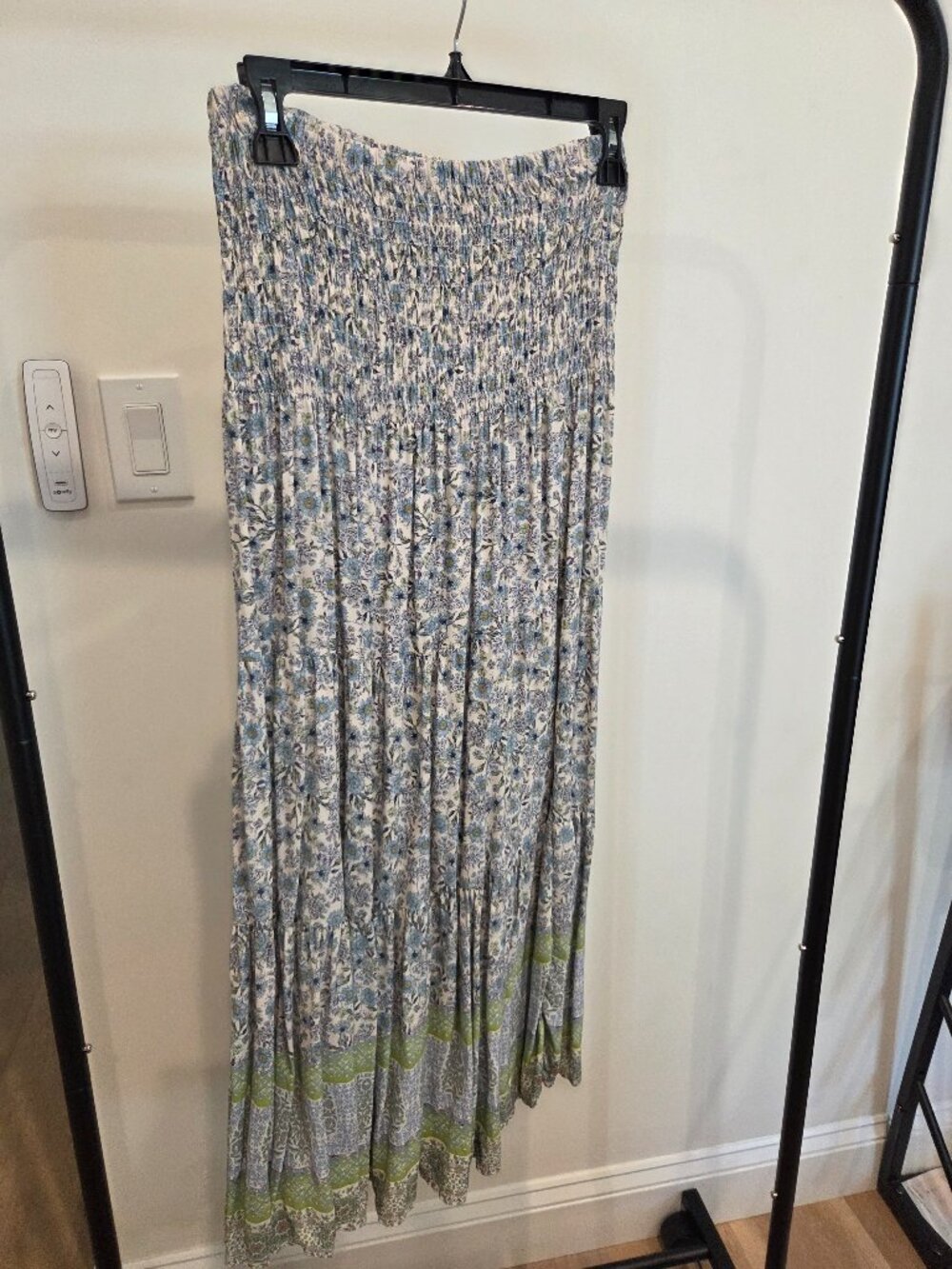 Floral full length skirt with elastic waste in Blue & Green
